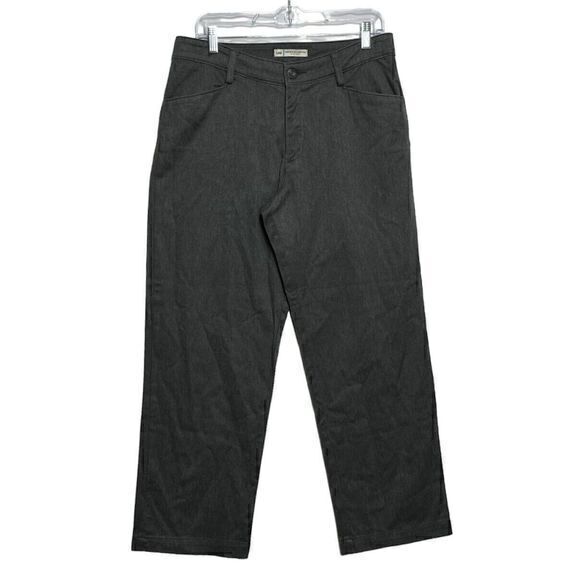 Lee Petite Relaxed Straight Leg at The Waist Pants Gray Stretch Women's Size 10P - Picture 1 of 6